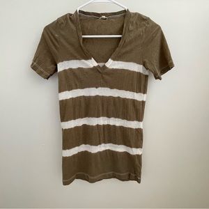 J.Crew Women’s Tan Stripe Tie Dye Short Sleeve V Neck Top Size XS
